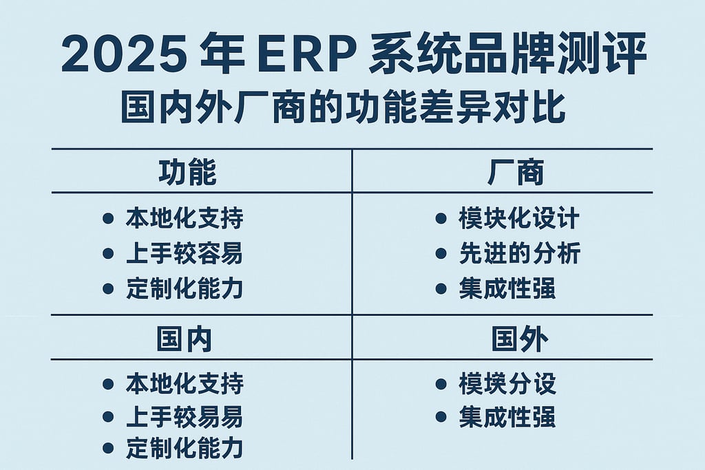 2025 年 ERP 系统品牌测评：国内外厂商的功能差异对比